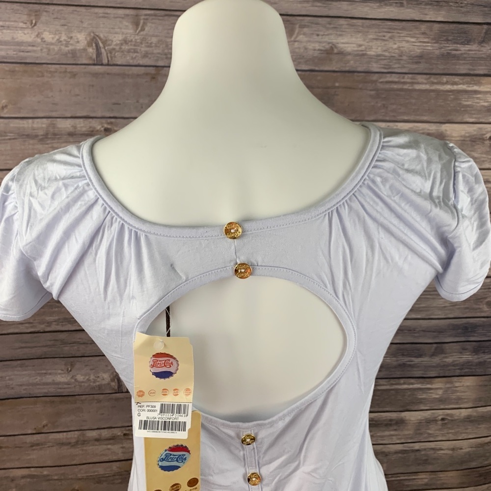 Pepsi Cola White Graphic Button & Keyhole Back - Picture 6 of 14